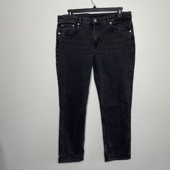 WEEKDAY Jeans Womens 34 Bon Echo Black Denim Sweden Organic Comfort NEW - Picture 1 of 8